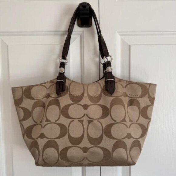 COACH Signature C Sateen Semi-Shoulder Tote Bag - Picture 1 of 8